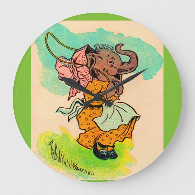 1930s dressed elephant playing jump rope large clock (Front)