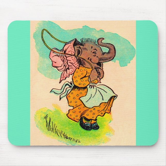 1930s dressed elephant playing jump rope mouse pad (Front)