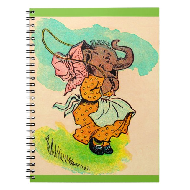 1930s dressed elephant playing jump rope notebook (Front)