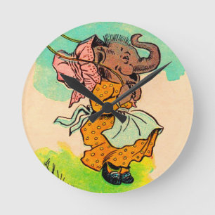 1930s dressed elephant playing jump rope round clock