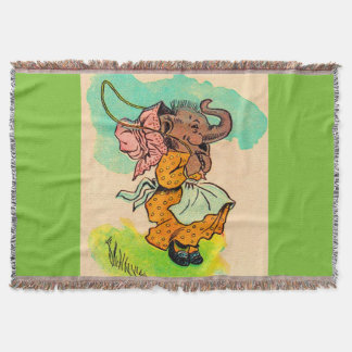 1930s dressed elephant playing jump rope throw blanket