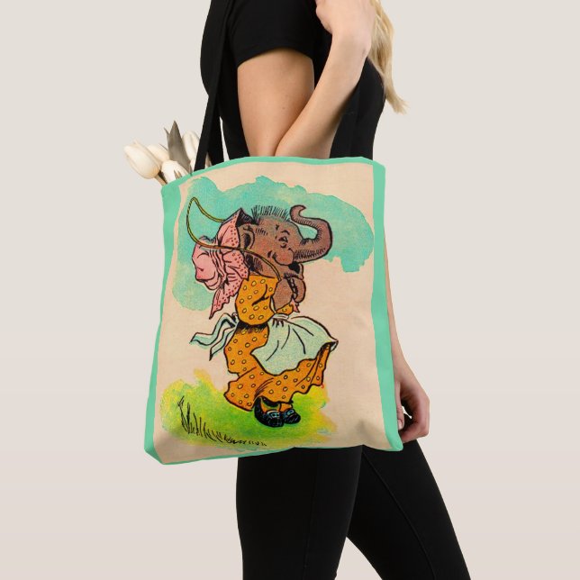 1930s dressed elephant playing jump rope tote bag (Close Up)