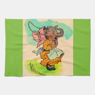 1930s dressed elephant playing jump rope towel
