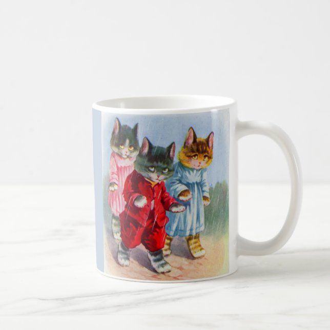 1930s dressed kittens in the rain coffee mug (Right)