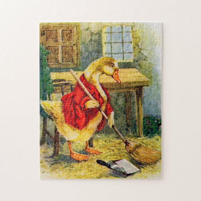 1930s duck sweeping the floor jigsaw puzzle (Vertical)