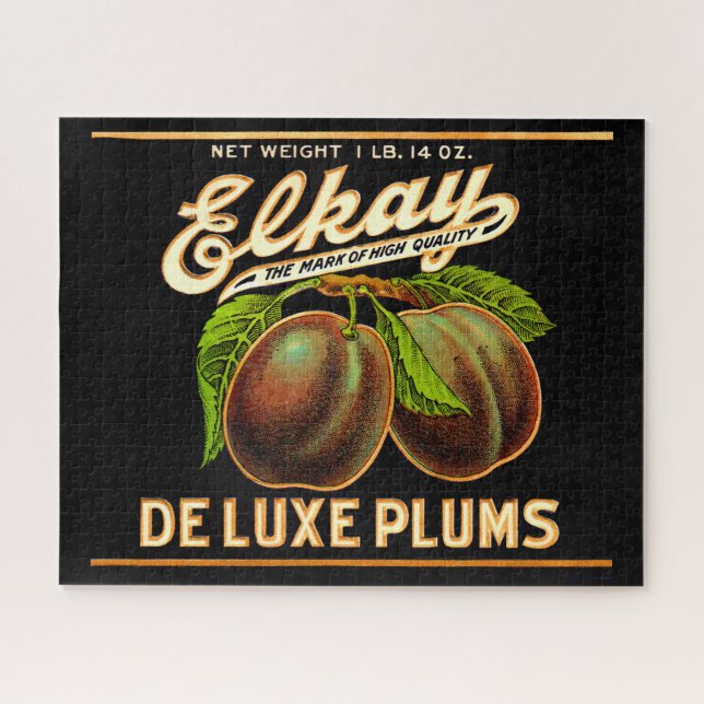 1930s Elkay Deluxe Plums label Jigsaw Puzzle (Horizontal)