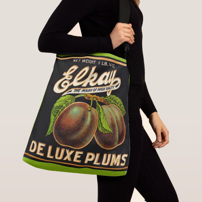 1930s Elkay Deluxe Plums label print Crossbody Bag (Close Up)