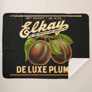 1930s Elkay Deluxe Plums label print Sherpa Blanket