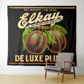 1930s Elkay Deluxe Plums label print Tapestry