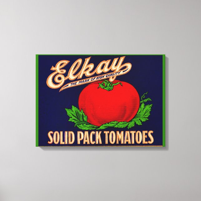 1930s Elkay Solid Pack Tomatoes can label Canvas Print (Front)