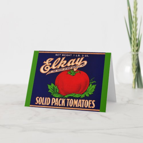  1930s Elkay Solid Pack Tomatoes can label Card