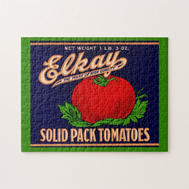  1930s Elkay Solid Pack Tomatoes can label Jigsaw Puzzle (Horizontal)