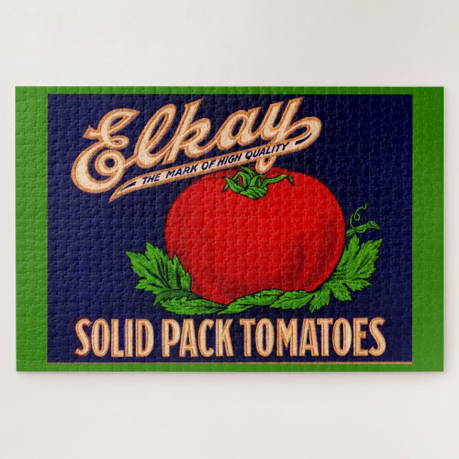  1930s Elkay Solid Pack Tomatoes can label Jigsaw Puzzle (Horizontal)