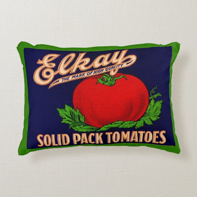 1930s Elkay Solid Pack Tomatoes can label print Accent Pillow (Front)