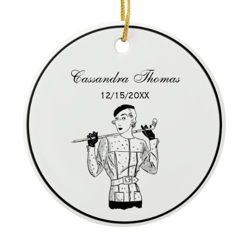 1930s Fashionable Lady Golfer with Golf Ceramic Ornament