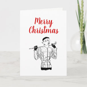 1930s Fashionable Lady Golfer with Golf Club Holiday Card