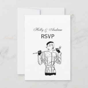 1930s Fashionable Lady Golfer with Golf Club RSVP Card