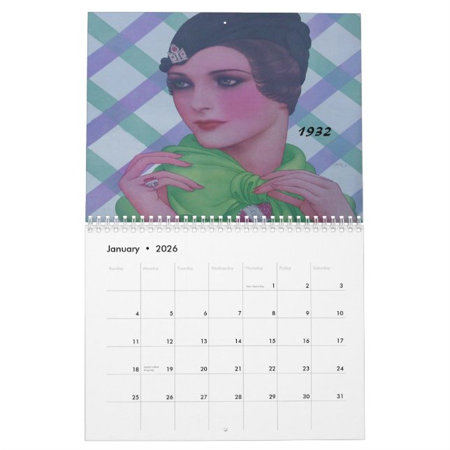 1930's Fashionable Women Calendar (Jan 2026)
