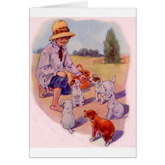 1930s feeding puppies cards