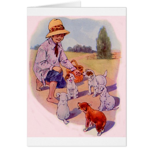 1930s feeding puppies cards (Front)
