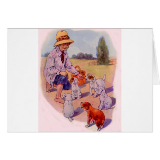 1930s feeding puppies cards