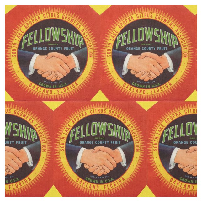 1930s Fellowship Citrus label print Fabric (Swatch)