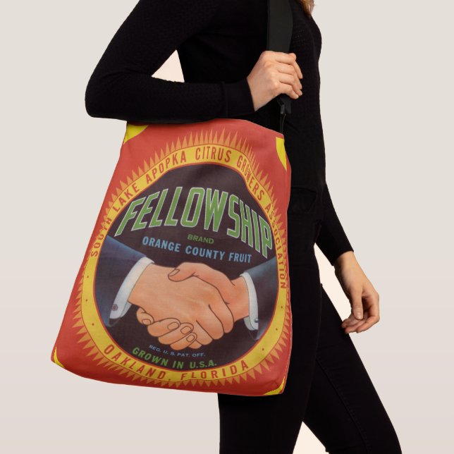 1930s Fellowship Orange Country Citrus label Crossbody Bag (Close Up)