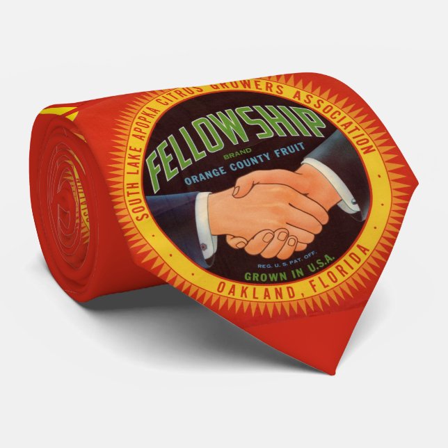 1930s Fellowship Orange Country Citrus label print Neck Tie (Rolled)