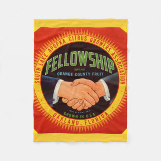 1930s Fellowship Orange County Citrus label Fleece Blanket