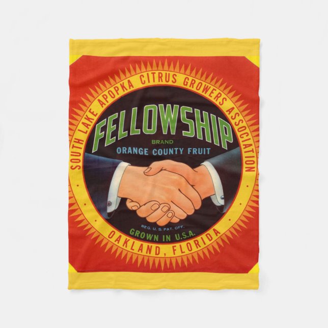 1930s Fellowship Orange County Citrus label Fleece Blanket (Front)