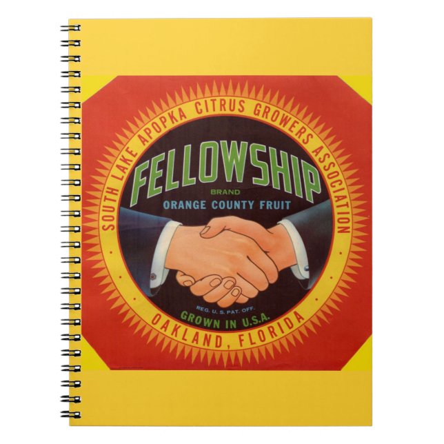 1930s Fellowship Orange County Citrus label Notebook (Front)