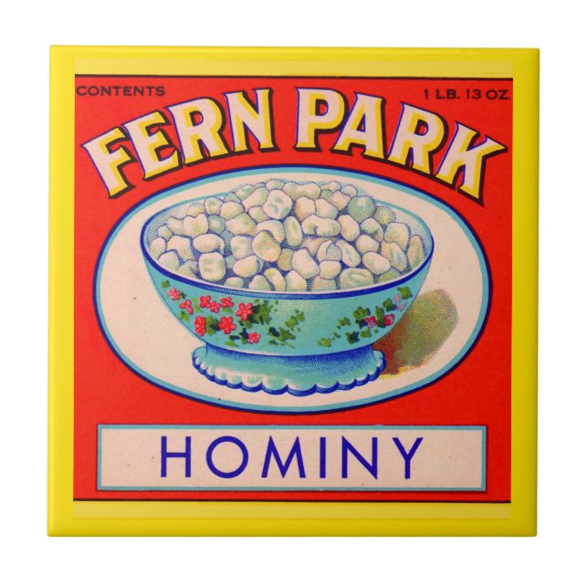 1930s Fern Park hominy grits label Ceramic Tile (Front)