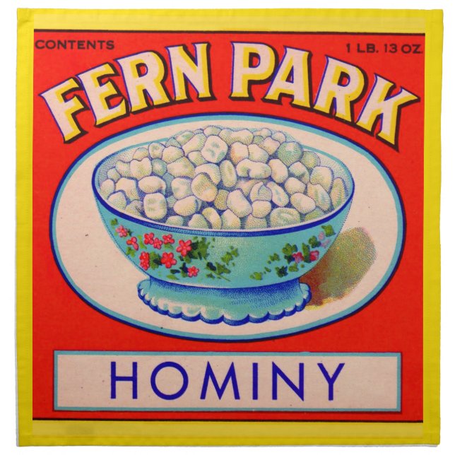 1930s Fern Park hominy grits label Cloth Napkin (Front)
