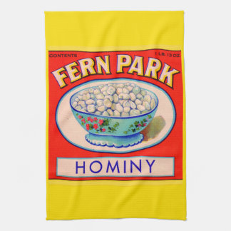 1930s Fern Park hominy grits label print Kitchen Towel