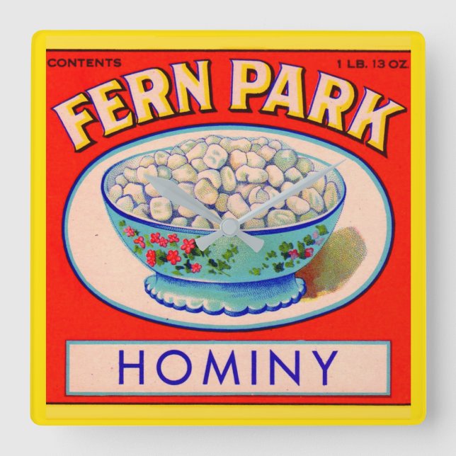 1930s Fern Park hominy grits label Square Wall Clock (Front)