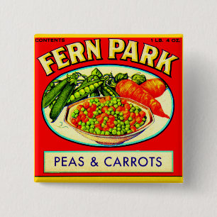1930s Fern Park peas and carrots label Button