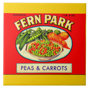 1930s Fern Park peas and carrots label Ceramic Tile