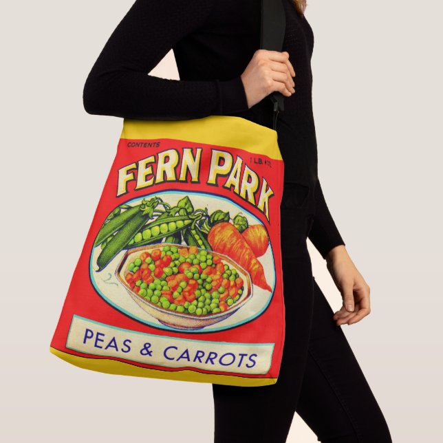 1930s Fern Park peas and carrots label Crossbody Bag (Close Up)