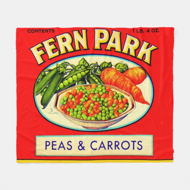 1930s Fern Park peas and carrots label Fleece Blanket (Front (Horizontal))
