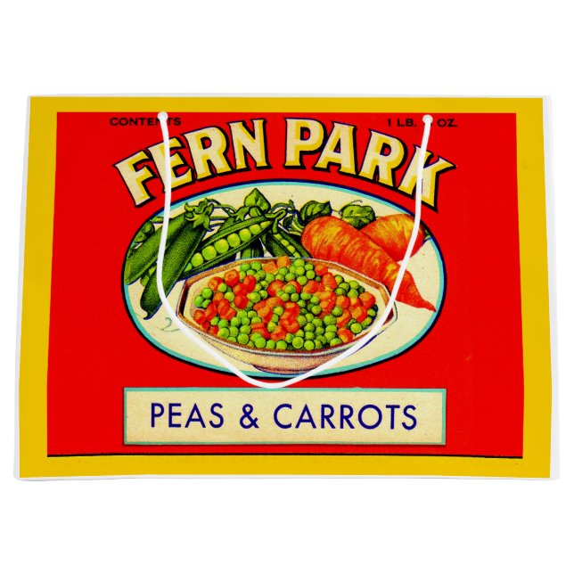 1930s Fern Park peas and carrots label Large Gift Bag (Front)