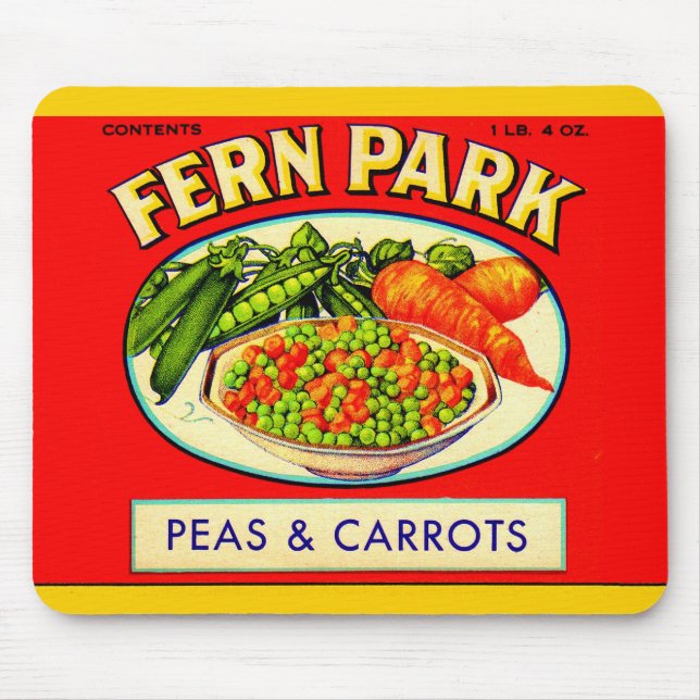 1930s Fern Park peas and carrots label Mouse Pad (Front)