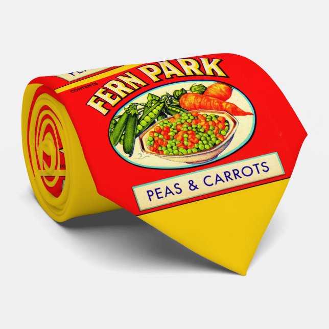 1930s Fern Park peas and carrots label Neck Tie (Rolled)