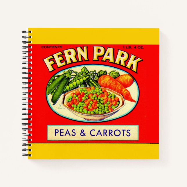 1930s Fern Park peas and carrots label Notebook (Front)