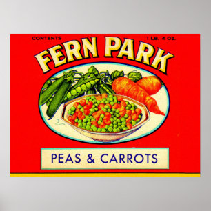 1930s Fern Park peas and carrots label Poster