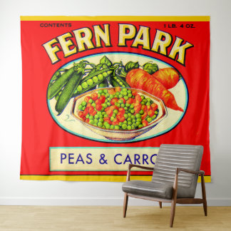 1930s Fern Park peas and carrots label Tapestry