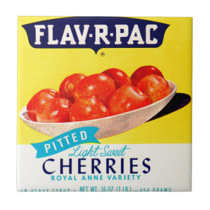 1930s Flav-R-Pac pitted cherries label Ceramic Tile