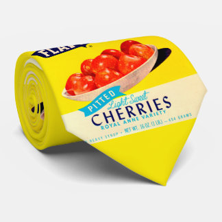 1930s Flav-R-Pac pitted cherries print  Neck Tie