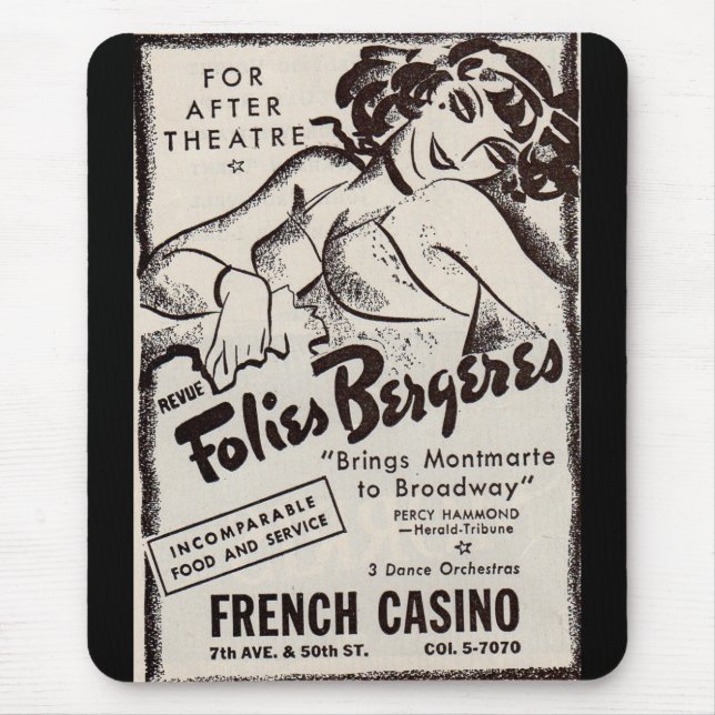 1930s Folies Bergere ad Mouse Pad (Front)
