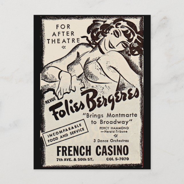 1930s Folies Bergere ad Postcard (Front)