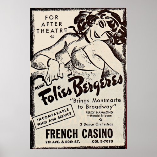 1930s Folies Bergere ad Poster